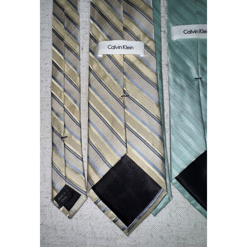 Men's‎ Neck Tie NeckTie LOT of 5 Silk Calvin Klein Croft & Barrow Stripes - Picture 7 of 10